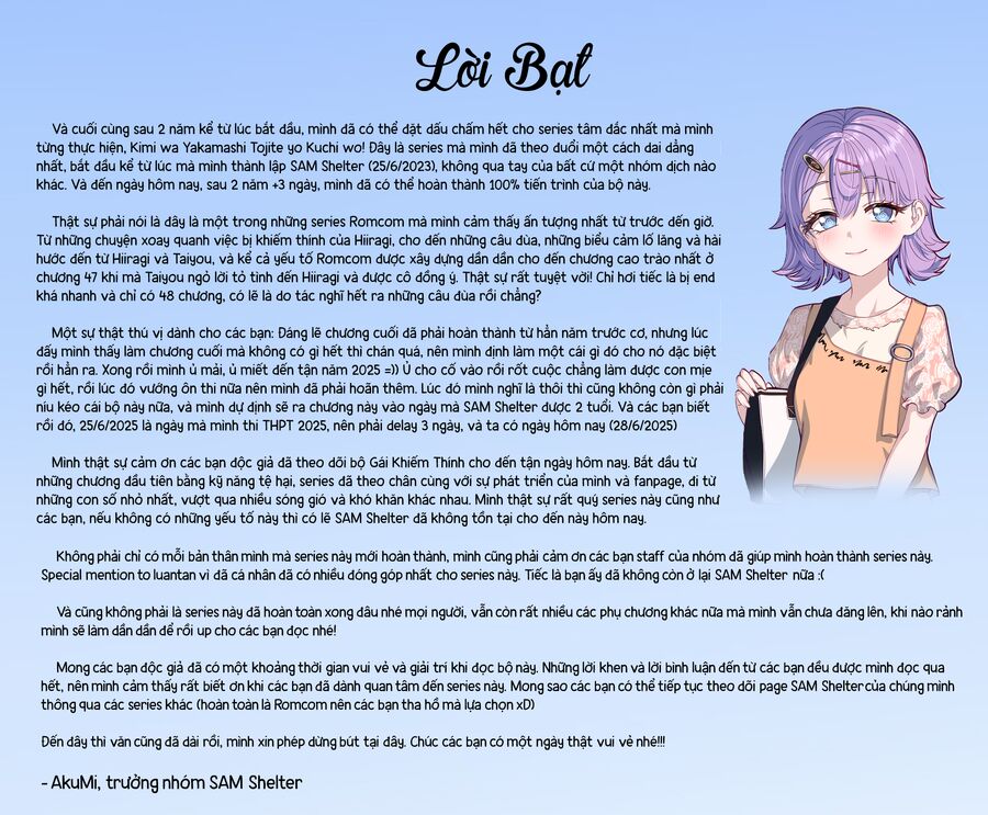Cậu Ồn Ào Quá, Im Lặng Giùm Tớ Đi! Chap 48 - Next Chap 49