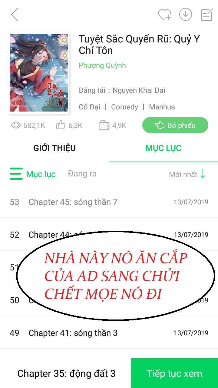 Tuyệt Sắc Quyến Rũ: Quỷ Y Chí Tôn Chap 53 - Next Chap 54