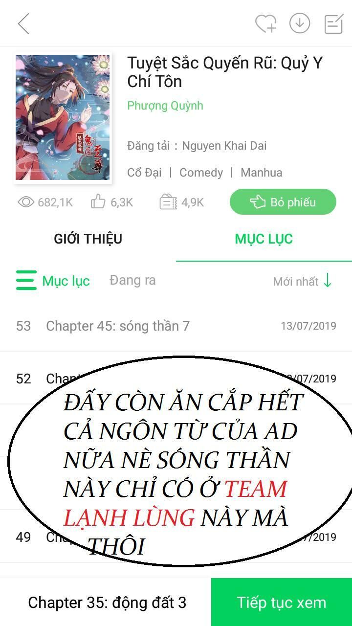 Tuyệt Sắc Quyến Rũ: Quỷ Y Chí Tôn Chap 53 - Next Chap 54