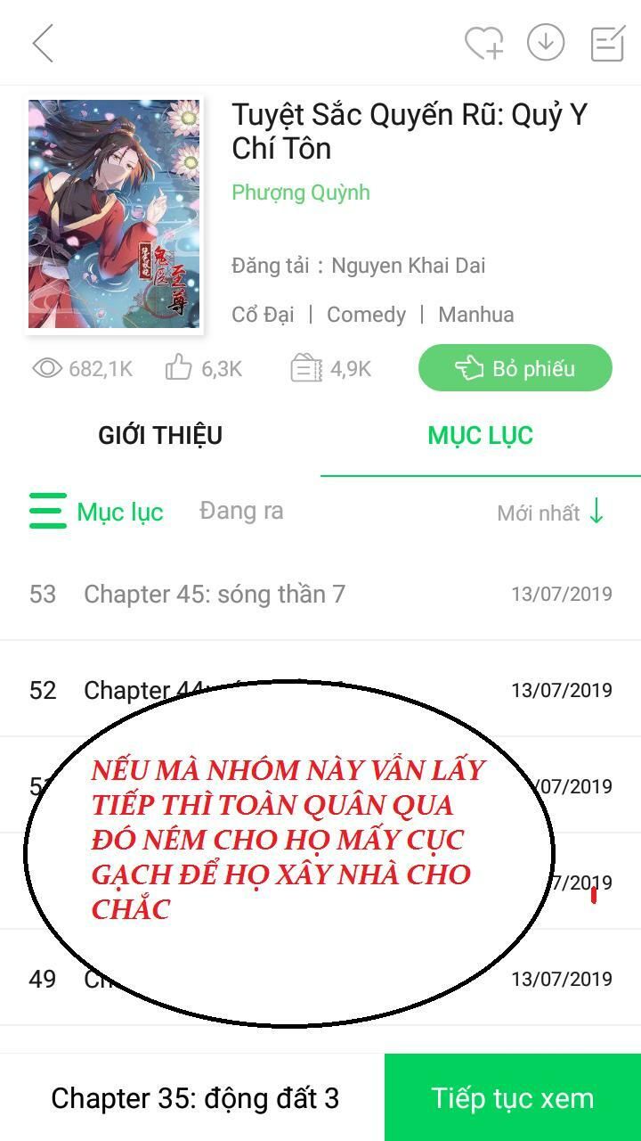 Tuyệt Sắc Quyến Rũ: Quỷ Y Chí Tôn Chap 54 - Next Chap 55